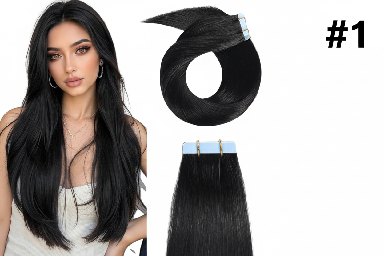 Tape Hair Extensions (20 pieces – 10 sandwiches) - 24 inch, #1 image