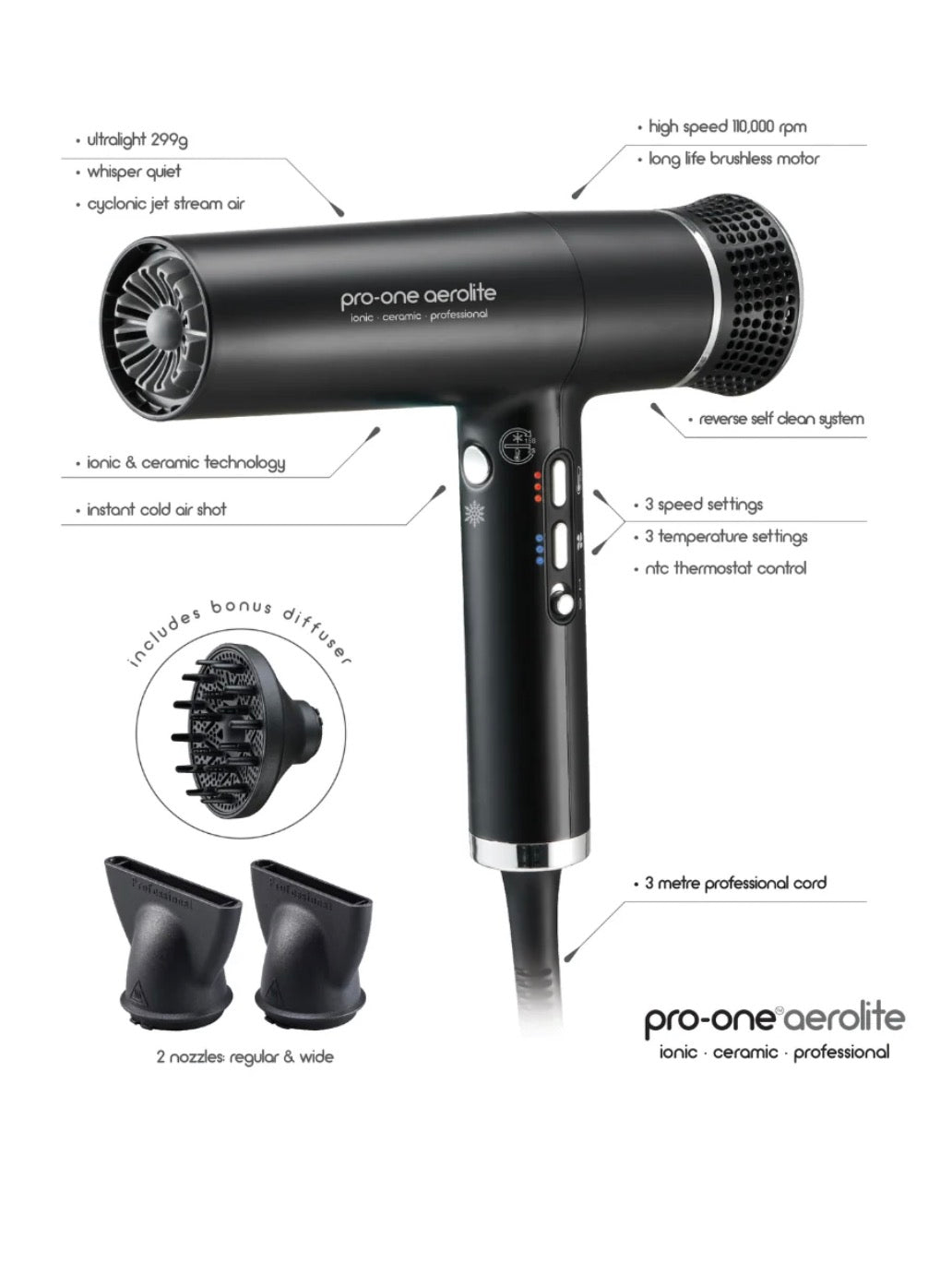 Pro One Aerolite Hair Dryer – Professional Lightweight Hair Dryer