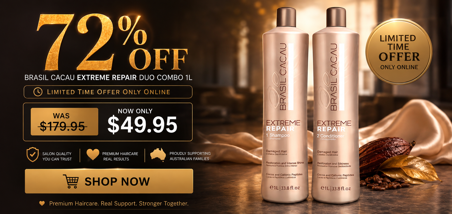 Brasil Cacau extreme repair shampoo and conditioner duo